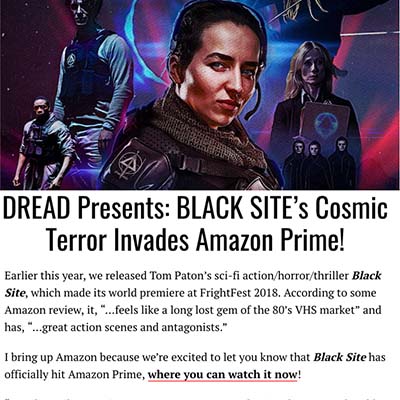 DREAD Presents: BLACK SITE’s Cosmic Terror Invades Amazon Prime!